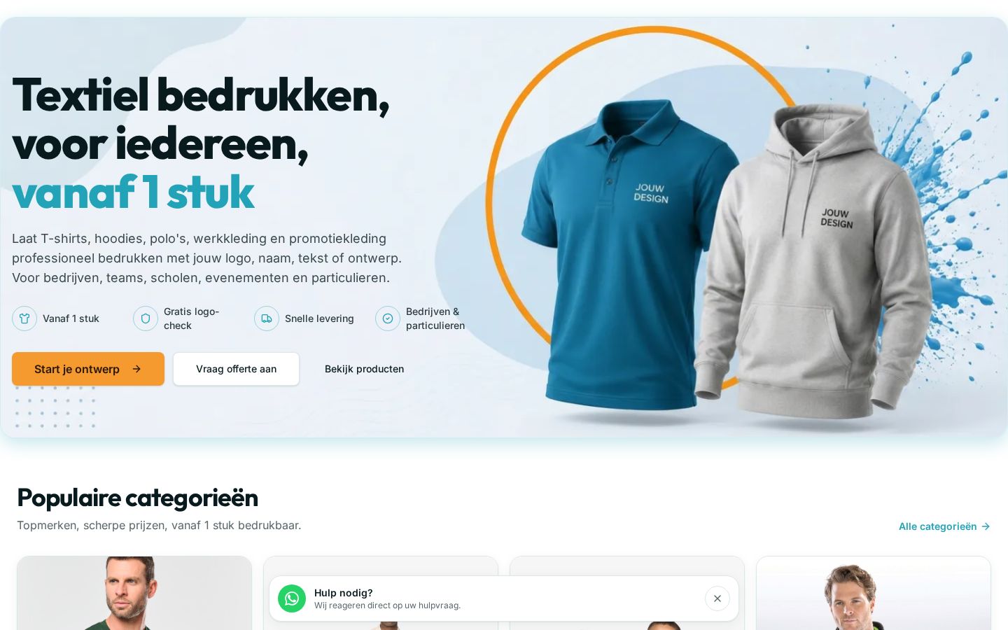 Homepage van Jouwtextiel op een laptop