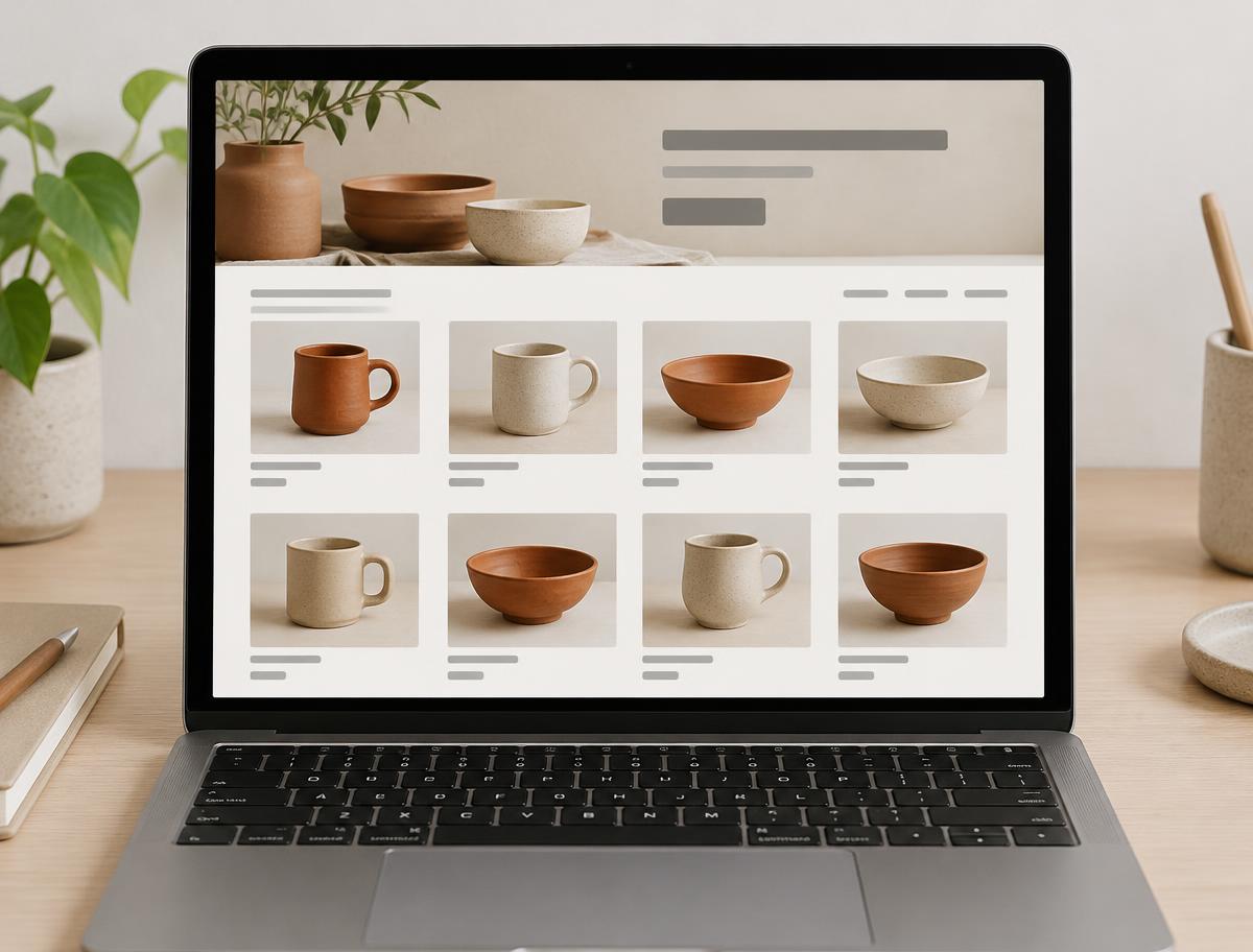 Ontwerpvoorbeeld productwebshop voor keramiek